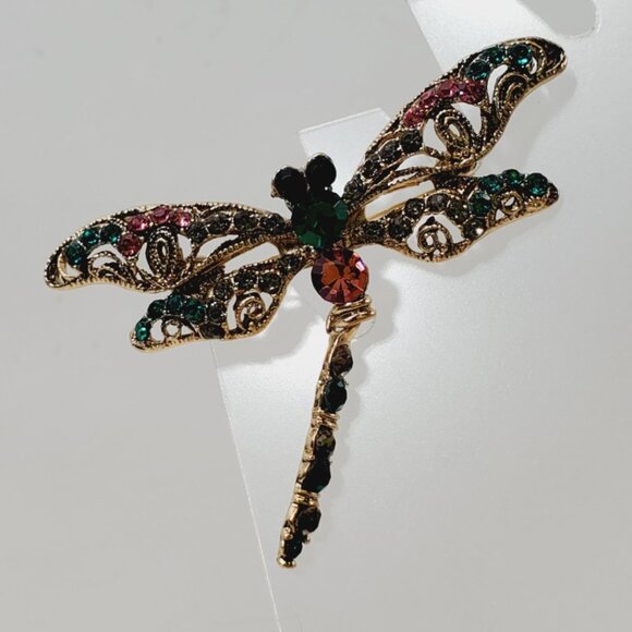 Crystal Dragonfly Brooch with Jointed Tail (92722) - Picture 2 of 3